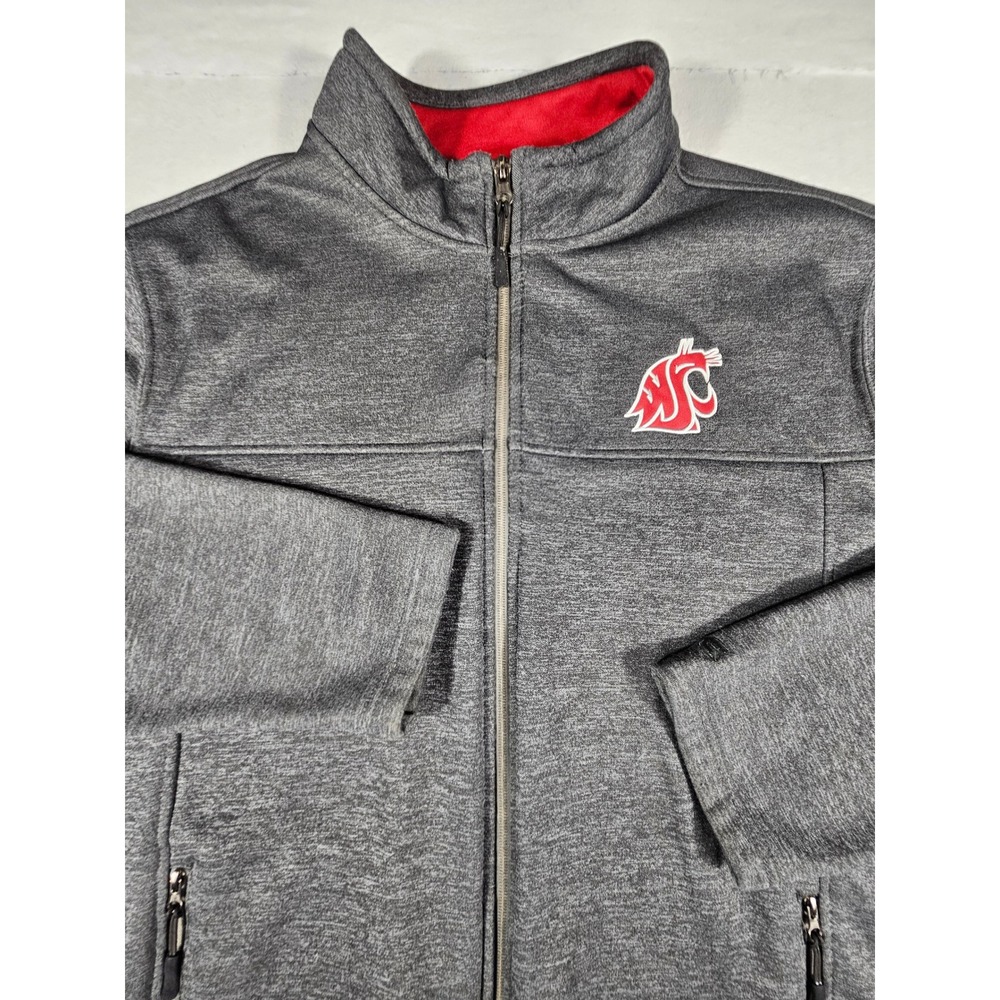Colosseum Washington State Cougars‎ WSU Full Zip Fleece Jacket Gray Mens XL